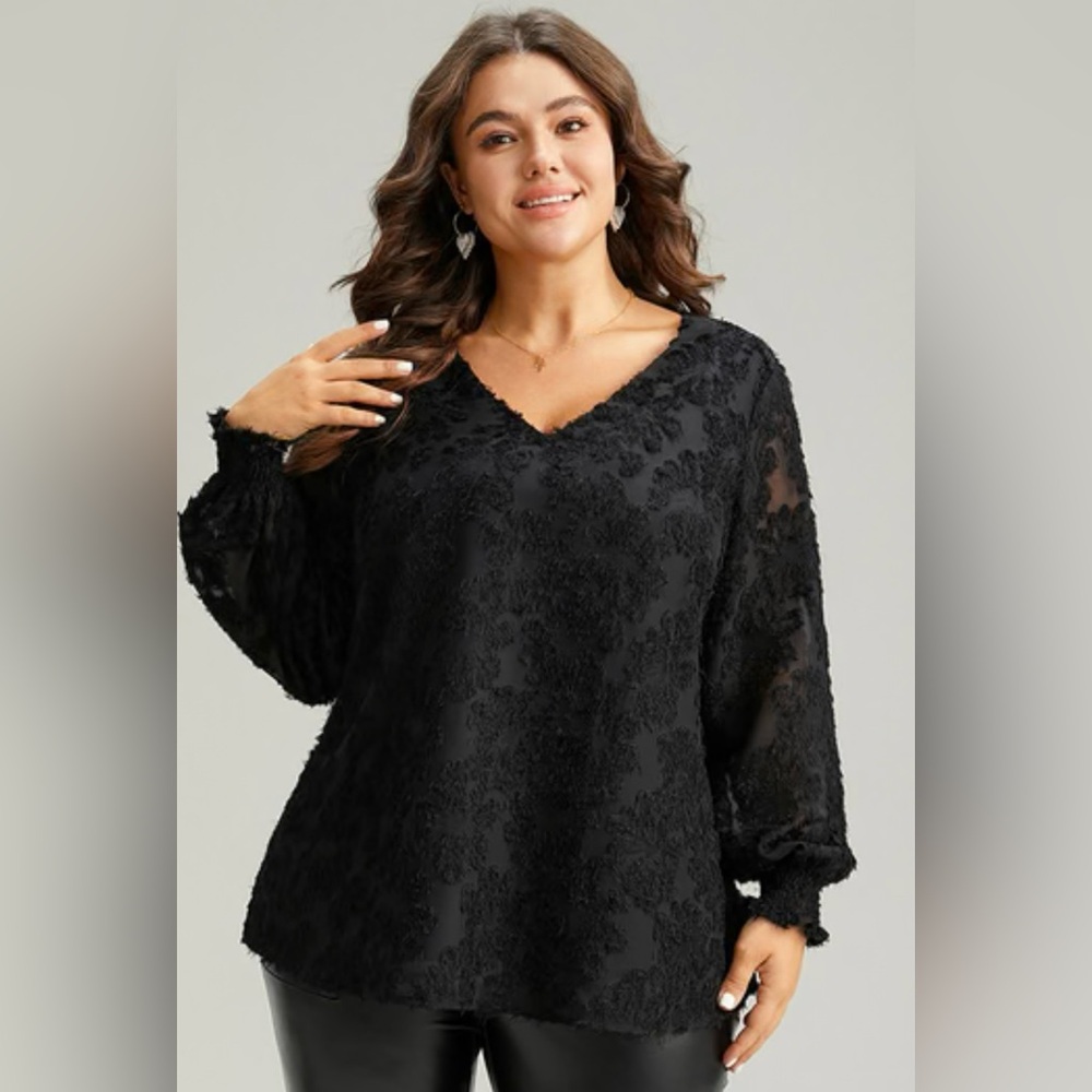 Bloomchic Elegant Black Textured Blouse